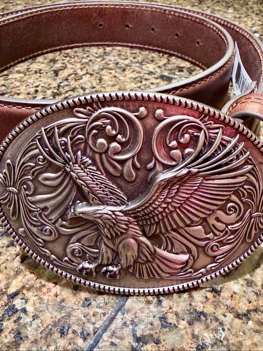 NWT leather belt with eagle belt buckle